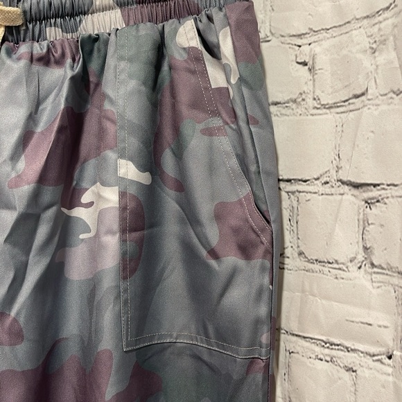 Eytino Women Comfy Stretch Camo Print High Waist Drawstring Palazzo Lounge Pants - Picture 3 of 9